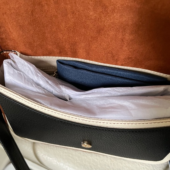 NEW Cole Haan Brown and Cream Leather Shoulder Bag w/long strap and dust bag - Picture 7 of 10